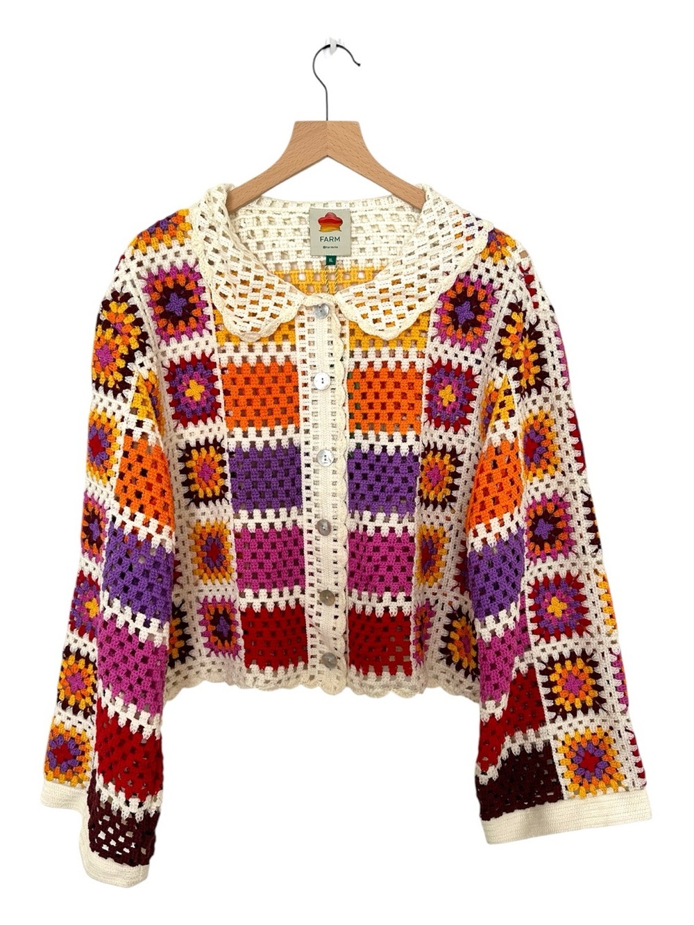 New Farm Rio Crochet Knit Granny Cardigan sz XL - Picture 3 of 15